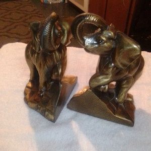 EUC Brass Elephant Bookends